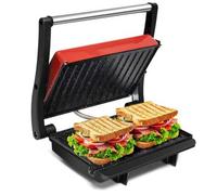 Shein Parrilla Eléctrica, Máquina de Panini y Sandwichera, Apertura 180º, Tostadora con Placas Antiadherentes 23 x 14,5 cm, Asa de Toque Frío, Almacenamient