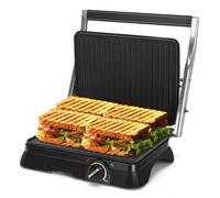 Shein Parrilla Eléctrica, Sandwichera y Máquina de Panini, Revestimiento Antiadherente, Regulador de Temperatura, Apertura 180º, Placa Superior Flotante, Ba