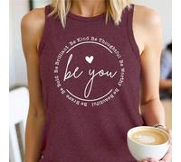 Shein Parte superior tipo tank con estampado de corazón para mujer: "Sé audaz, sé brillante, sé amable, sé reflexiva, sé digna, sé hermosa, sé valiente, sé