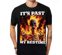 Shein Past bedtime, skull memes, fire, irony, exhaustion, T-shirts, new , bold designs, soft cotton, perfect comfort fit Tee For Adult, Men, Women, Teen, Te