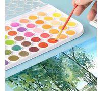 Shein Pastillas de pintura de acuarela Artme de 36 colores vibrantes surtidos con un pincel de artista - Caja de kit de paletas de artista para crear tonos,