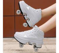 Shein Patines con 4 ruedas transformables, patines de dos ruedas desmontables tipo monopatín con botón para estudiantes y adultos, zapatos para patinaje sob