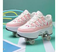 Shein Patines con ruedas retráctiles de cuatro ruedas con transformación automática para estudiantes, patines con doble de ruedas para jóvenes