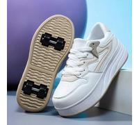 Shein Patines de ruedas básicos para adolescentes, patines inline de 4 ruedas desmontables, zapatos deportivos casuales con cordones y amortiguación de im