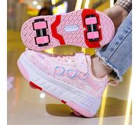 Shein Patines de ruedas de 4 ruedas con decoración de mariposa, ruedas de TPR desmontables, deslizamiento y caminar rápidos, adecuados para niñas en todas l