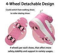 Shein Patines de Ruedas para Niños con Diseño de Bloques de Color y Patchwork para Todas las Estaciones, Zapatos Deportivos Cómodos y de Moda, Patines Rosa