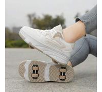 Shein Patines de Ruedas para Parejas con Bloques de Color y Patchwork para Mujeres, Patines 2-En-1 Desmontables & Retráctiles de 4 Ruedas, Zapatos de PU con