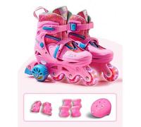 Shein Patines de ruedas para principiantes con ruedas auxiliares, juego de zapatos de patinaje con ayuda de equilibrio, fácil de aprender para hombres y muj