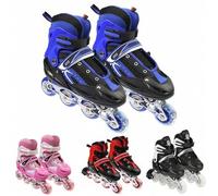 Shein Patines de una hilera - Talla S (27-32) - Patines en línea transpirables para niños - Ajuste con botones - Azul/Rojo/Negro
