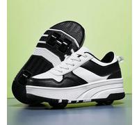 Shein Patines transformables para niños, con un botón para desprender y convertir en zapatos deportivos, 4 ruedas para equilibrio y antideslizantes, para ni