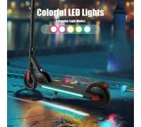 Shein Patinete eléctrico para niños de 6 a 12 años, motor de 150 W, velocidad máxima de 10 MPH y 7 millas, luces de colores, altura y velocidad ajustables,