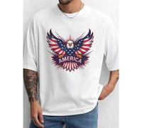 Shein Patriotic American Eagle Graphic Tees For Men Women And Kids T-Shirt Men's Short Sleeve Tops T-ShirtVintage High Quality Cotton