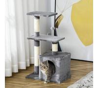 Shein PawHut Árbol Rascador para Gatos 50x30x81,5 cm Centro de Múltiples Actividades de Mascotas con Postes Sisal Plataformas Caja Bola Colgante Estilo Eleg