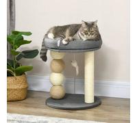 Shein PawHut Árbol Rascador para Gatos Pequeño Torre para Gatos Centro de Actividades para Gatitos con Nido 4 Bolas y Poste de Sisal Carga 15 kg Ø40x48 cm G