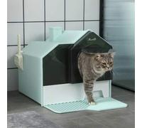 Shein PawHut Arenero Cubierto para Gatos Caja de Arena Cerrada para Gatos con Bandeja Extraíble Pala Pedal Exterior y Filtro Desodorizante 47x45x42 cm