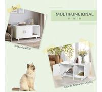 Shein PawHut Arenero para Gatos Mueble Arenero para Gatos con Puerta Rascador para Gatos Caja de Arena para Gatos para Interior 91x52x50,5 cm Blanco