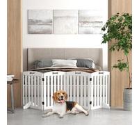Shein PawHut Barrera de para Perros Pequeños y Medianos Valla para Perros Plegable Rejilla de Protección de Chimenea 207,5 cm con Pies Extraíbles para Esca
