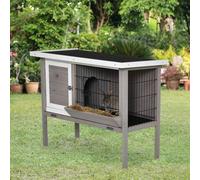 Shein PawHut Conejera de Madera Exterior Jaula Elevada para Conejos Cobayas Animales Pequeños con Techo Asfáltico Abatible Comedero Bandejas ExtraÃbles y