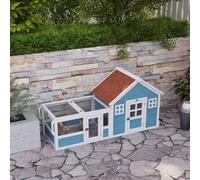 Shein PawHut Conejera Exterior de Madera 162,5x59,2x77,6 cm Jaula para Conejo Grande con 2 Ventanas de Decoración 2 Ruedas 1 Puerta 1 Rampa y Techo de Asfal