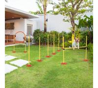 Shein PawHut Equipo de Entrenamiento de Agilidad para Perros de 3 piezas Set de Agilidad con Obstáculos de Salto Aro Valla de Altura Ajustable y Bolsa de T