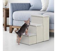 Shein PawHut Escalera para Mascotas de 3 Peldaños Plegable con Tapas Abatibles y Espacio de Almacenamiento 3 Escalones de Perros Gatos Pequeños para Cama So
