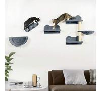 Shein PawHut Estante de Escalada para Gatos de Pared Juego de Estantes para Gatos 4 Piezas con Hamaca Nido Rascador Plataformas para Saltar y Poste de Sisal