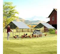 Shein PawHut Gallinero para Exterior Grande, 6,8x3x1,9 m, Gallinero de Acero Galvanizado, Puerta con Doble Cierre, Cubierta Tela Oxford, Anti-UV e Impermeab