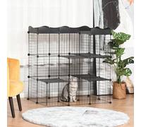 Shein PawHut Jaula para Animales Pequeños de 40 Paneles Parque para Mascotas Forma Personalizable Valla Metálica para Cobayas Conejos Gatito 105x70x116 cm N