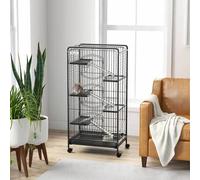 Shein PawHut Jaula para Animales Pequeños Jaula para Roedores con Ruedas Rampa Cuenco Botella de Agua y Bandeja Extraíble Recinto para Conejos Chinchillas H