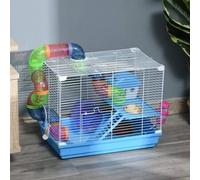 Shein PawHut Jaula para Hámster 46x30x37 cm Casa para Hámster con Tubos Comedero Bebedero Rampa Rueda de Ejercicio y Asa Portátil para Interior y Exterior A