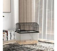 Shein PawHut Jaula para Hámster Casa para Animales Pequeños con Fondo Profundo Plataforma Cuenco Bebedero Rampa y Ruedas 57x43x57 cm Negro