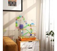 Shein PawHut Jaula para Hámster Chalé para Hámster de 5 Plantas con Escalera Comedero Bebedero Rueda y Túnel Accesorios Incluidos 46x30x58cm