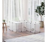 Shein Pawhut Parque para Animales Pequeños de Bricolaje con 20 Paneles de Resina Valla para Conejos Jaula Modular para Cobayas Chinchillas 175x70x45 cm Blan