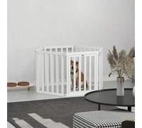 Shein PawHut Parque para Perros de 6 Paneles 60x70 cm Valla para Mascotas Plegable de Pino con Puerta Pies de Goma Antideslizantes y Forma Personalizable pa