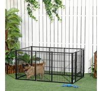 Shein PawHut Parque para Perros de 6 Paneles Corralito para Perros Valla Metálica para Mascotas con Ancho Ajustable y Marco de Acero 82,5-150x79x61 cm Negro