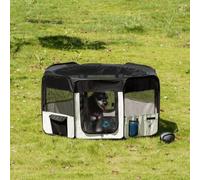 Shein PawHut Parque Plegable para Perros y Gatos Parque de Juego para Mascotas con 2 Puertas y Cojín de Tela Oxford Juego Entrenamiento para Dormitorio Ø117