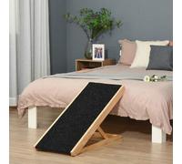 Shein PawHut Rampa para Perros y Gatos Plegable de Madera 90x40x61 cm con Altura Ajustable de 4 Niveles y Alfombra Antideslizante Escaleras de Mascotas para