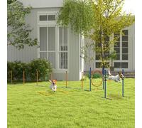 Shein PawHut Set de Entrenamiento de Agilidad para Perros de 4 Piezas Juego de Agilidad para Perros con Piquetes para Slalom Zona de Reposo Valla y Anillo d
