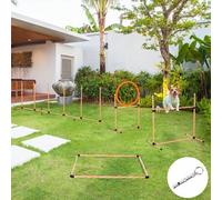 Shein PawHut Set de Entrenamiento de Agilidad para Perros de 4 Piezas Juego de Agilidad para Perros con Piquetes para Slalom Zona de Reposo Valla y Anillo d