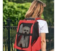 Shein PawHut Transportín Carrito para Mascotas 2 en 1 Mochila de Viaje con 2 Ruedas para Perros Gatos con Asa Retráctil de Aluminio y Bolsillos de Almacenaj