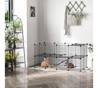 Shein PawHut Valla Metálica para Mascotas Parque Metálica con 36 Paneles Animales Pequeños Desmontable Diseño DIY Negro 146x73x73cm