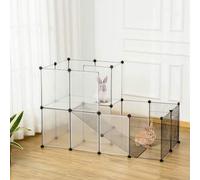 Shein PawHut Valla para Animales Pequeños DIY con 21 Paneles de Resina y 6 Paneles de Alambre Jaula Modular de Plástico para Cobayas Conejos 140x70x90 cm Tr
