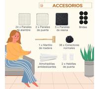 Shein PawHut Valla para Animales Pequeños DIY con 24 Paneles Parque para Mascotas con Malla Metálica Jaula Modular para Cobayas Conejos Chinchillas 105x105x