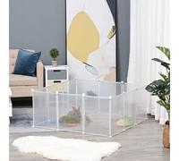 Shein PawHut Valla para Animales Pequeños Jaula Modular con 12 Paneles 24 Conectores para Conejos Cobayas y Cachorros 105x105x45 cm Blanco