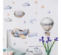 Shein Pegatina de pared de avión y globo de aire caliente, decoración de habitación infantil, regalo de vuelta al colegio, regalo de cumpleaños