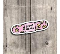 Shein Pegatina de vinilo espiritual de 3 pulgadas "Jesús sana" - Ideal para portátiles, botellas de agua, diarios y pertenencias personales | Perfecto para
