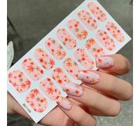 Shein Pegatinas de arte de uñas con patrón de hojas de arce de Acción de Gracias, calcomanÃas de uñas impermeables de envoltura completa, pegatinas de