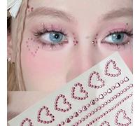 Shein Pegatinas de diamantes con forma de corazón, pegatinas de diamantes acrílicos, pegatinas de joyas faciales, pegatinas brillantes de lágrimas para maqu
