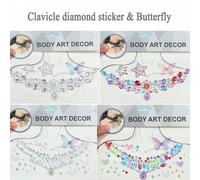 Shein Pegatinas de diamantes para la clavícula, pegatinas de diamantes para el Body, con respaldo autoadhesivo, joyería para la clavícula de princesa, siren