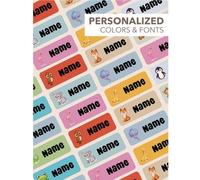 Shein Pegatinas de nombres personalizadas, 4 tamaños 60-400 piezas Etiquetas de nombres de animales de dibujos animados, Pegatinas de nombres de rectángulo